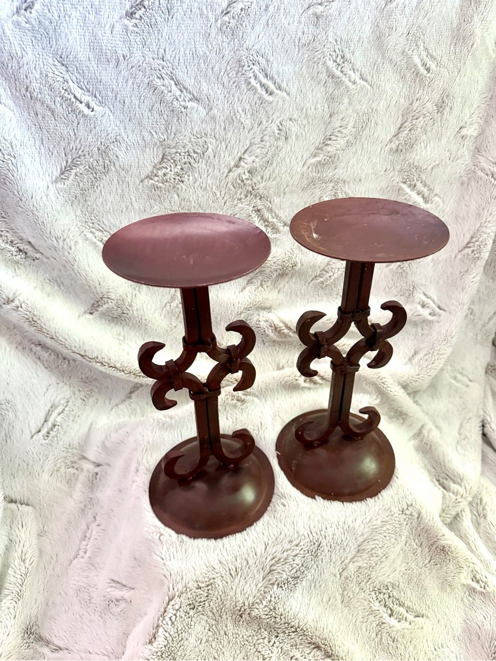 Vintage gothic Decorative Iron Candle Holders - Pair
